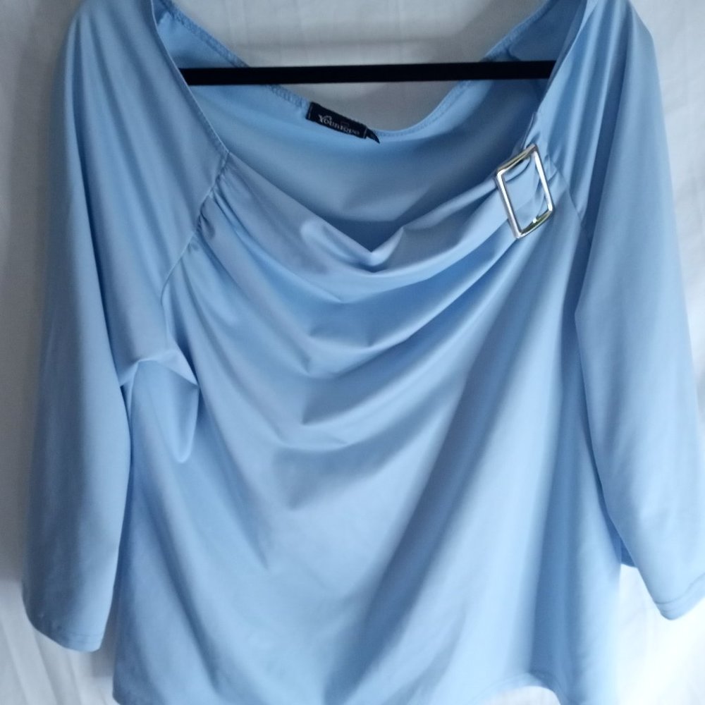 Womens 1X Yonique Blue Sky Shirt